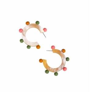 NEW SUNSHINE TIENDA women's rainbow bead hoop earrings in multicolor